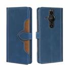 For Sony Xperia Pro I Skin Feel Straw Hat Magnetic Buckle Leather Phone Case(Blue) - 1