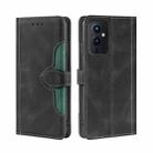 For OnePlus 9 Skin Feel Straw Hat Magnetic Buckle Leather Phone Case(Black) - 1