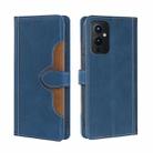 For OnePlus 9 Skin Feel Straw Hat Magnetic Buckle Leather Phone Case(Blue) - 1