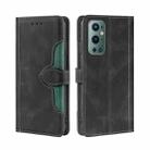 For OnePlus 9 Pro Skin Feel Straw Hat Magnetic Buckle Leather Phone Case(Black) - 1