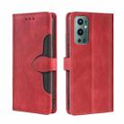 For OnePlus 9 Pro Skin Feel Straw Hat Magnetic Buckle Leather Phone Case(Red) - 1