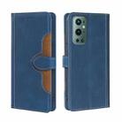 For OnePlus 9 Pro Skin Feel Straw Hat Magnetic Buckle Leather Phone Case(Blue) - 1