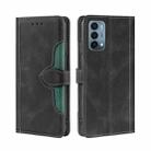 For OnePlus Nord N200 5G Skin Feel Straw Hat Magnetic Buckle Leather Phone Case(Black) - 1