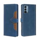 For OnePlus Nord N200 5G Skin Feel Straw Hat Magnetic Buckle Leather Phone Case(Blue) - 1