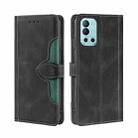 For OnePlus 9R Skin Feel Straw Hat Magnetic Buckle Leather Phone Case(Black) - 1