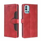 For OnePlus 9R Skin Feel Straw Hat Magnetic Buckle Leather Phone Case(Red) - 1