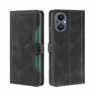 For OnePlus Nord N20 5G Skin Feel Straw Hat Magnetic Buckle Leather Phone Case(Black) - 1