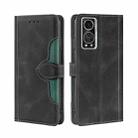 For ZTE Axon 30 5G Skin Feel Straw Hat Magnetic Buckle Leather Phone Case(Black) - 1