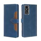 For ZTE Axon 30 5G Skin Feel Straw Hat Magnetic Buckle Leather Phone Case(Blue) - 1