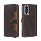 For ZTE Axon 30 5G Skin Feel Straw Hat Magnetic Buckle Leather Phone Case(Brown) - 1