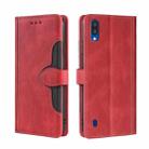 For ZTE Blabe A5 2020 Skin Feel Straw Hat Magnetic Buckle Leather Phone Case(Red) - 1