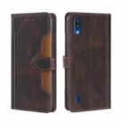 For ZTE Blabe A5 2020 Skin Feel Straw Hat Magnetic Buckle Leather Phone Case(Brown) - 1