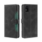 For ZTE Blabe A31 Skin Feel Straw Hat Magnetic Buckle Leather Phone Case(Black) - 1