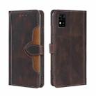 For ZTE Blabe A31 Skin Feel Straw Hat Magnetic Buckle Leather Phone Case(Brown) - 1