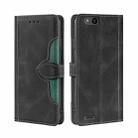 For ZTE Tempo X Skin Feel Straw Hat Magnetic Buckle Leather Phone Case(Black) - 1