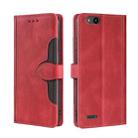 For ZTE Tempo X Skin Feel Straw Hat Magnetic Buckle Leather Phone Case(Red) - 1