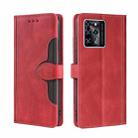 For ZTE Blabe V30 Skin Feel Straw Hat Magnetic Buckle Leather Phone Case(Red) - 1