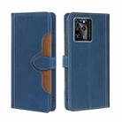 For ZTE Blabe V30 Skin Feel Straw Hat Magnetic Buckle Leather Phone Case(Blue) - 1