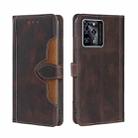 For ZTE Blabe V30 Skin Feel Straw Hat Magnetic Buckle Leather Phone Case(Brown) - 1