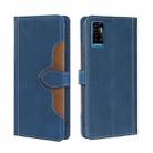 For ZTE Blabe A71 Skin Feel Straw Hat Magnetic Buckle Leather Phone Case(Blue) - 1