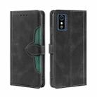 For ZTE Blabe L9 Skin Feel Straw Hat Magnetic Buckle Leather Phone Case(Black) - 1