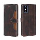 For ZTE Blabe L9 Skin Feel Straw Hat Magnetic Buckle Leather Phone Case(Brown) - 1