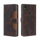 For Alcatel Axel / Lumos Skin Feel Straw Hat Magnetic Buckle Leather Phone Case(Brown) - 1
