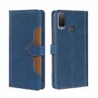 For Alcatel 1L 2021 Skin Feel Straw Hat Magnetic Buckle Leather Phone Case(Blue) - 1