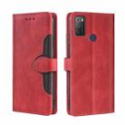 For Alcatel 1S 2021 / 3L 2021 Skin Feel Straw Hat Magnetic Buckle Leather Phone Case(Red) - 1