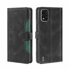 For Itel A48 Skin Feel Straw Hat Magnetic Buckle Leather Phone Case(Black) - 1