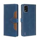 For Itel A48 Skin Feel Straw Hat Magnetic Buckle Leather Phone Case(Blue) - 1