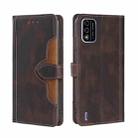 For Itel A48 Skin Feel Straw Hat Magnetic Buckle Leather Phone Case(Brown) - 1