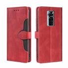 For Tecno Phantom X Skin Feel Straw Hat Magnetic Buckle Leather Phone Case(Red) - 1
