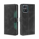 For vivo S10 / S10 Pro Skin Feel Straw Hat Magnetic Buckle Leather Phone Case(Black) - 1