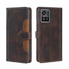 For vivo S10 / S10 Pro Skin Feel Straw Hat Magnetic Buckle Leather Phone Case(Brown) - 1