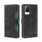 For vivo V21 5G / 4G Skin Feel Straw Hat Magnetic Buckle Leather Phone Case(Black) - 1