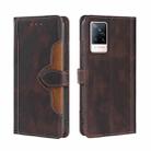 For vivo V21 5G / 4G Skin Feel Straw Hat Magnetic Buckle Leather Phone Case(Brown) - 1