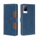 For vivo V21 5G / 4G Skin Feel Straw Hat Magnetic Buckle Leather Phone Case(Blue) - 1