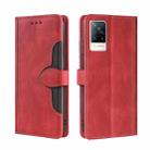 For vivo V21 5G / 4G Skin Feel Straw Hat Magnetic Buckle Leather Phone Case(Red) - 1