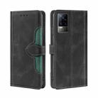 For vivo V21e 4G / Y73 2021 Skin Feel Straw Hat Magnetic Buckle Leather Phone Case(Black) - 1