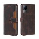 For vivo V21e 4G / Y73 2021 Skin Feel Straw Hat Magnetic Buckle Leather Phone Case(Brown) - 1