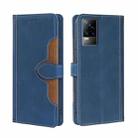 For vivo V21e 4G / Y73 2021 Skin Feel Straw Hat Magnetic Buckle Leather Phone Case(Blue) - 1