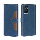 For vivo V23e / S10e Skin Feel Straw Hat Magnetic Buckle Leather Phone Case(Blue) - 1