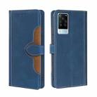 For vivo X60 Pro Foreign Version / X60 Skin Feel Straw Hat Magnetic Buckle Leather Phone Case(Blue) - 1