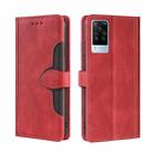 For vivo X60 Pro Foreign Version / X60 Skin Feel Straw Hat Magnetic Buckle Leather Phone Case(Red) - 1