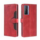 For vivo X70 Skin Feel Straw Hat Magnetic Buckle Leather Phone Case(Red) - 1