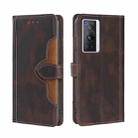 For vivo X70 Pro Skin Feel Straw Hat Magnetic Buckle Leather Phone Case(Brown) - 1