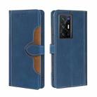 For vivo X70 Pro+ Skin Feel Straw Hat Magnetic Buckle Leather Phone Case(Blue) - 1