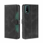 For vivo Y73s 2021 Skin Feel Straw Hat Magnetic Buckle Leather Phone Case(Black) - 1