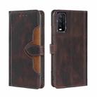 For vivo Y20 / Y20i / Y20s Skin Feel Straw Hat Magnetic Buckle Leather Phone Case(Brown) - 1